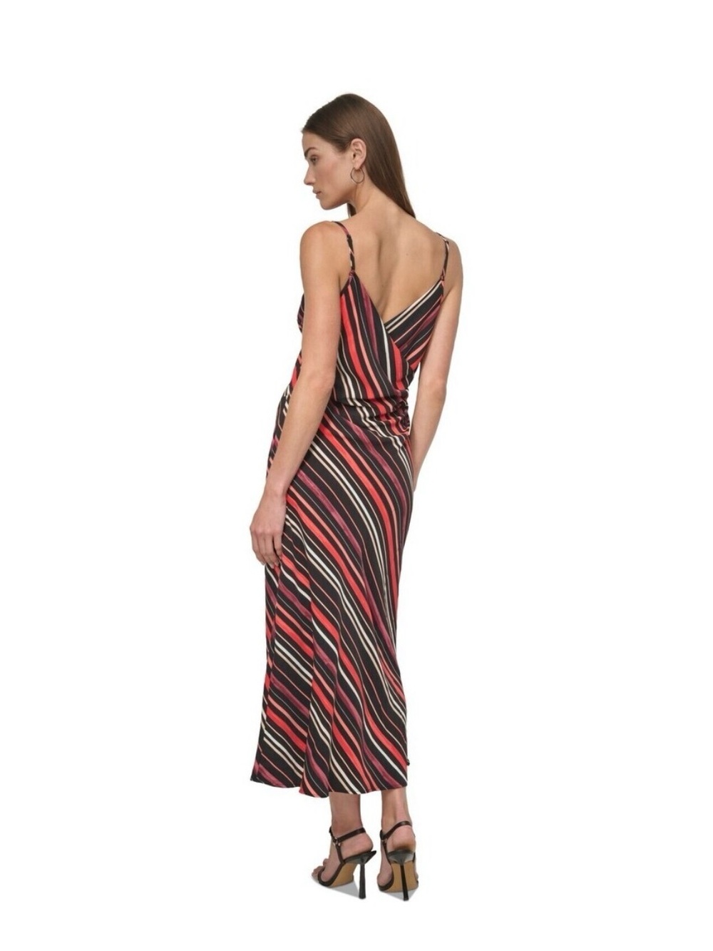 DKNY Striped Maxi Slip Dress in Pink, Black, Cream, Tan